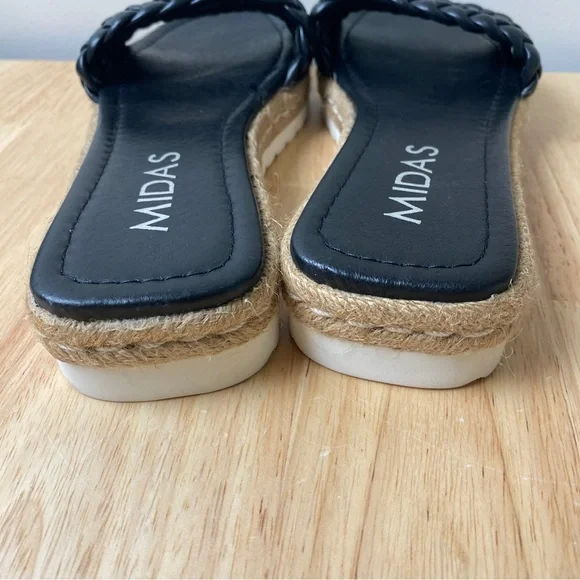 MIDAS "Shelles" Black Plaited Leather Slip On Sandals Slides Size 39 RRP $190 - Picture 5 of 11